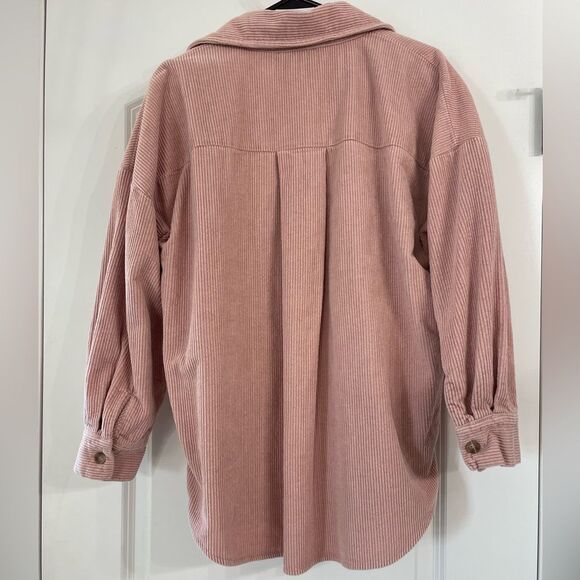 Ninexis Corduroy Pink Shacket Button Up Ribbed - one size - Picture 3 of 3
